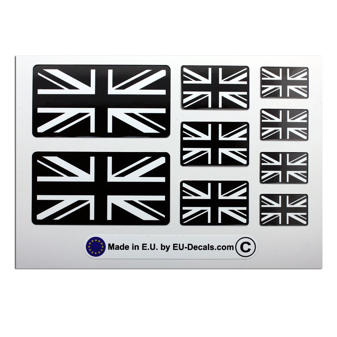 MioVespa Collection UK Union Jack Flaggen in Schwarz und Weiß, laminiert, 9 Stück von EU-Decals - MioVespa Collection