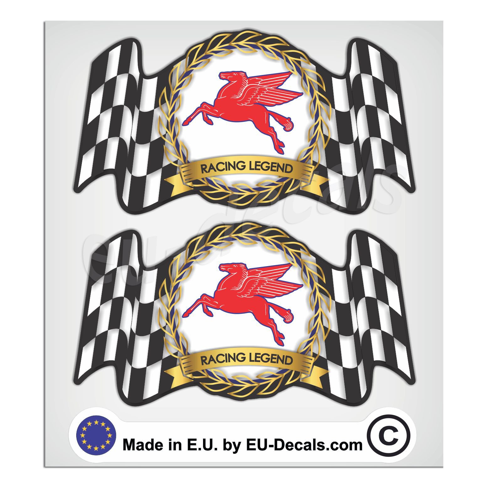 MioVespa Collection Vintage Mobilgas Pegasus Racing Legend Laminierte Aufkleber, 92 mm, 2 Stück von EU-Decals - MioVespa Collection