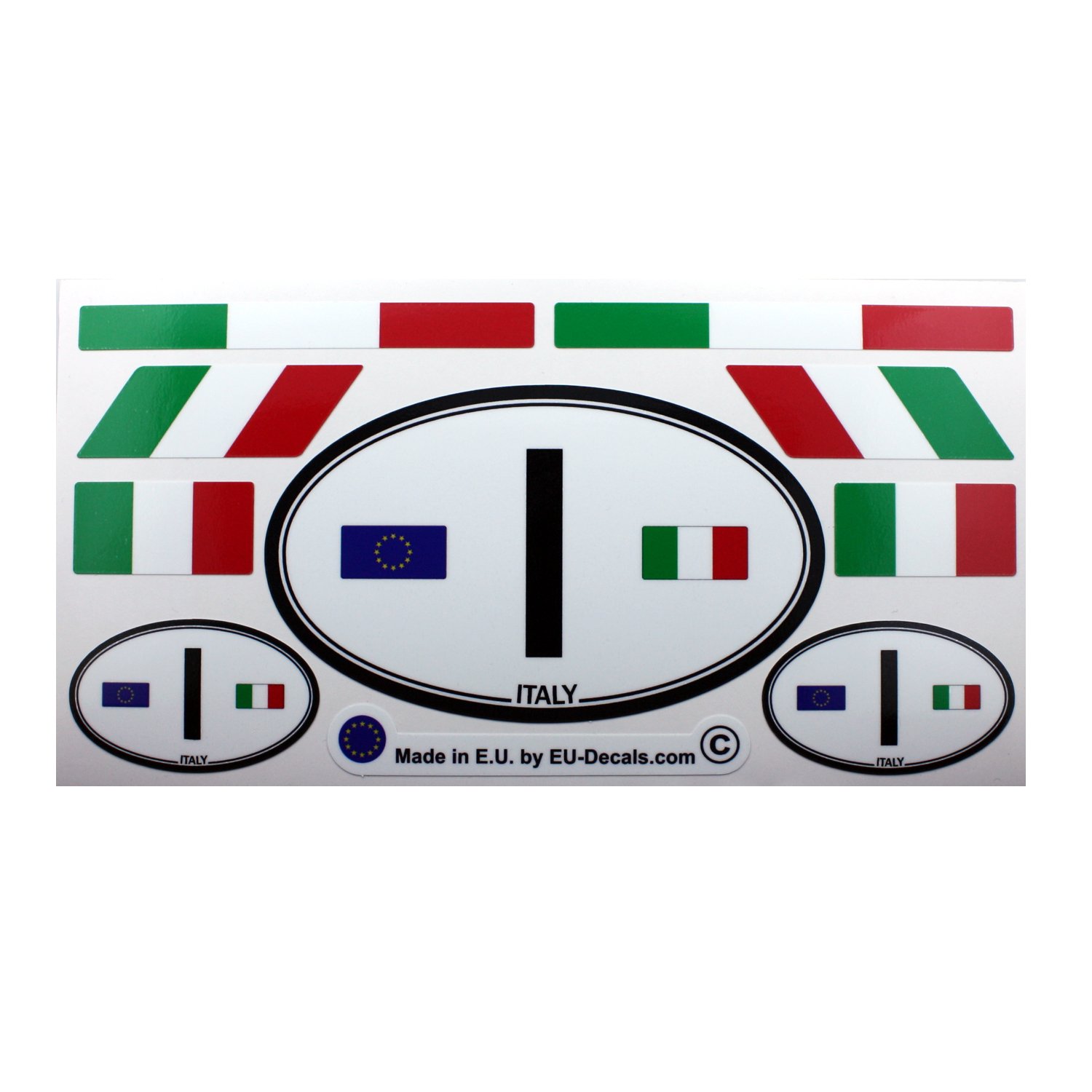 Set mit 9 italienischen Flaggen & Italien I Auto Landschild, laminierte Aufkleber, MioVespa Kollektion Set mit 9 italienischen Flaggen & Italien I Auto Landschild, laminierte Aufkleber, MioVespa Kollektion von EU-Decals - MioVespa Collection