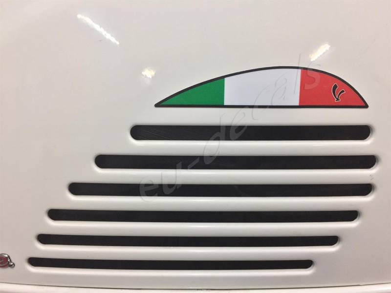 Vespa GTS 125 200 250 300 GTV Lüftungsschlitzverlängerung für hinten, rechte Seite, italienische Flagge, Aufkleber, laminiertes Bild auf Vespa von EU-Decals - MioVespa Collection