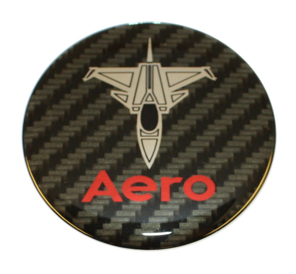 32 mm Carbon Rot Chrom SAAB JET Aero Lenkrad Abzeichen Emblem gewölbt 3D Aufkleber selbstklebende Rückseite 9-3 von EU-Decals