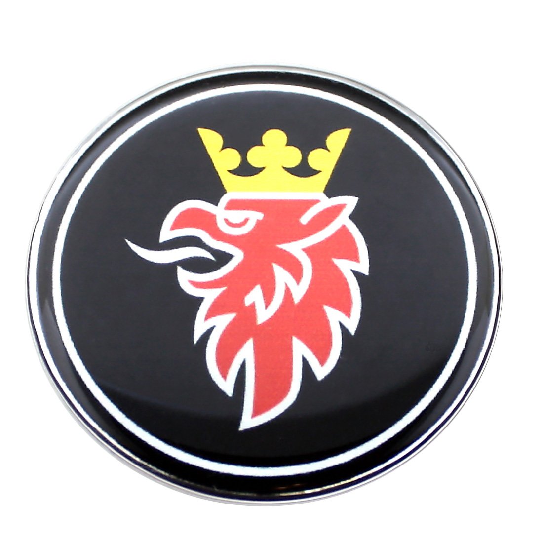 EU-Decals 32 mm SAAB Black Griffin Chrome Lenkrad Emblem Gewölbt 3D Aufkleber Selbstklebende Rückseite 9-3 von EU-Decals