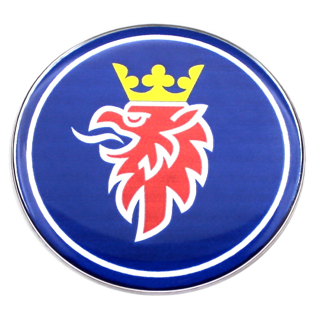 EU-Decals 50 mm blaues Griffin SAAB Chrom-Emblem für Motorhauben-Abzeichen, gewölbt, 3D-Aufkleber, selbstklebende Rückseite, 9-3 von EU-Decals