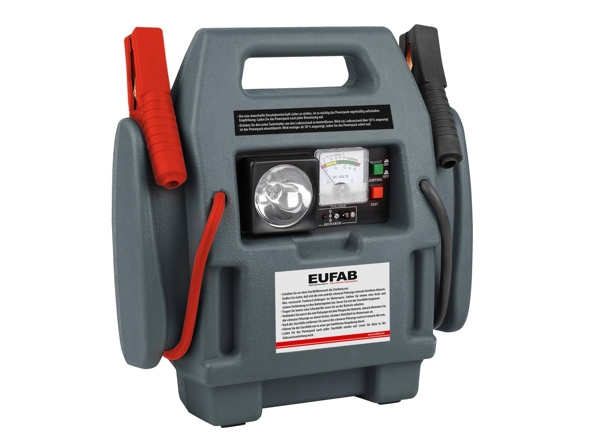 EUFAB 16643 Powerpack, Starthilfe, mit Kompressor, 7Ah Grau mit Wasserfahrzeug von EUFAB