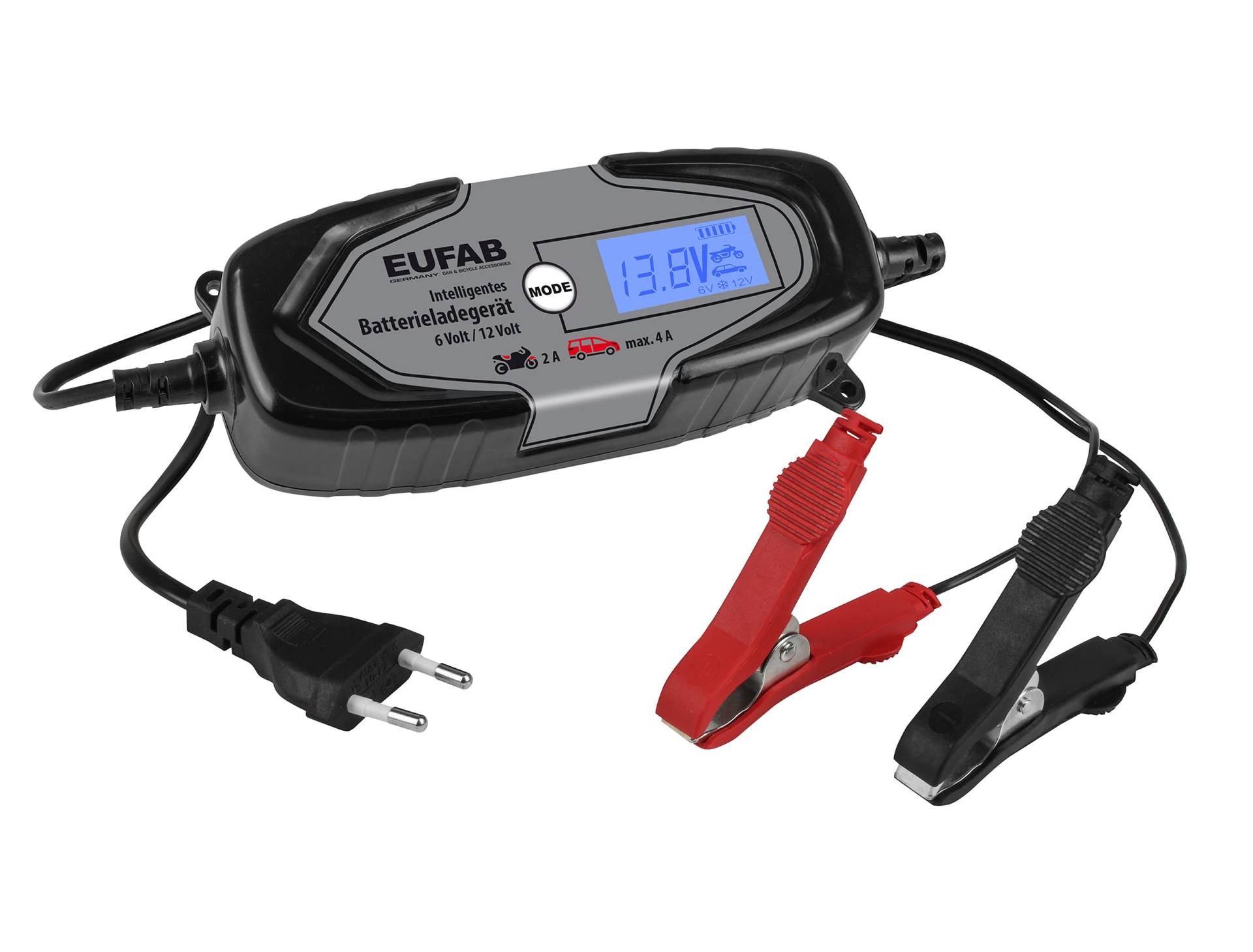 Eufab Intelligentes Batterieladegerät 6/12V 4A, auch für Lithiumbatterien 16647 Kfz-Ladegerät, Au, 23 cm, Schwarz/Grau Eufab Intelligentes Batterieladegerät 6/12V 4A, auch für Lithiumbatterien 16647 Kfz-Ladegerät, Au, 23 cm, Schwarz/Grau von EUFAB