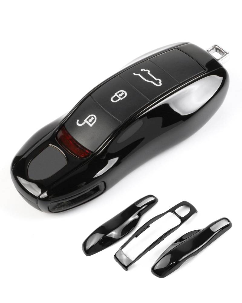 EULIMBQS Schlüsselfallschlüsselabdeckung für Porsche Macan Cayenne 718, Key -Key -Schutzschlüsselkette für Porsche Cayman Panamera 911 Boxster (Klavierschwarz) von EULIMBQS
