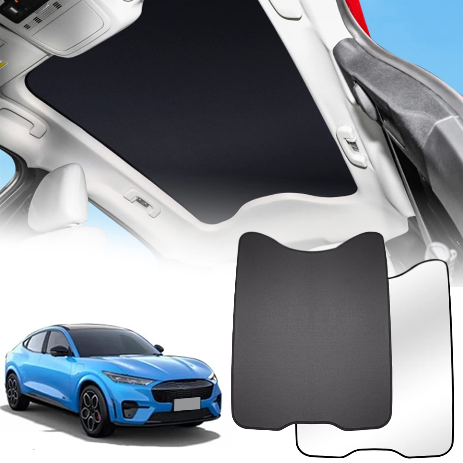 EUOACS Faltbarer Auto-Schiebedach-Sonnenschutz, Glasdach-Sonnenschutz, passend für Ford Mustang Mach-E 2021 2022, Black von EUOACS