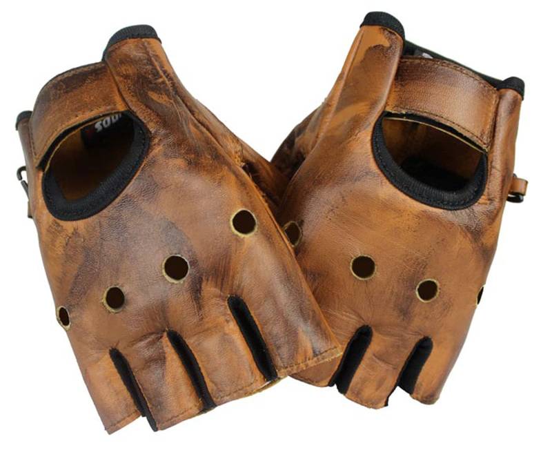 EURO STARS Motorradhandschuhe Biker Fingerlose Handschuhe Braun, Handschuhe für Motorrad, Fahrrad, Auto, Klettern und Camping Outdoor(XS, König Brown) von EURO STARS
