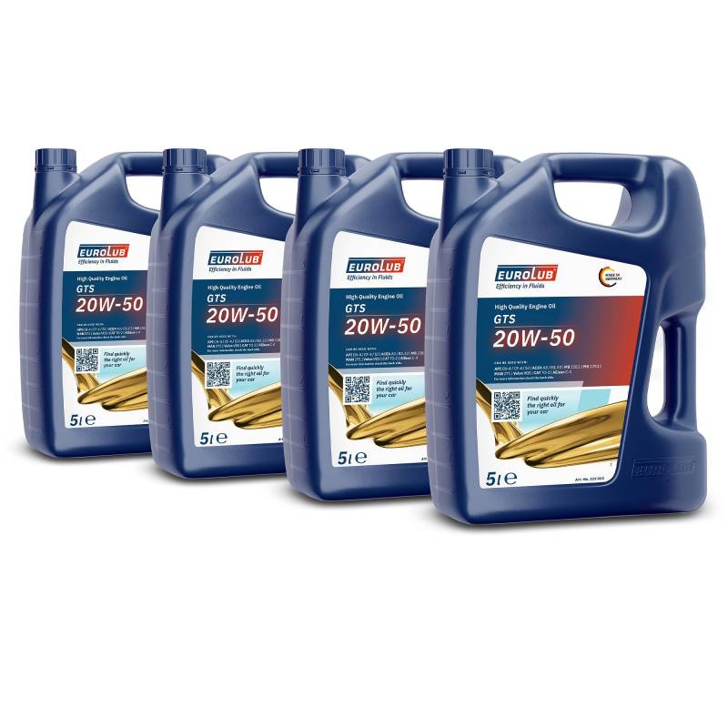 4x 5 L = 20 LITER EUROLUB GTS SAE 20W/50 MOTOR-ÖL MOTOREN-ÖL 32121659 von EUROLUB