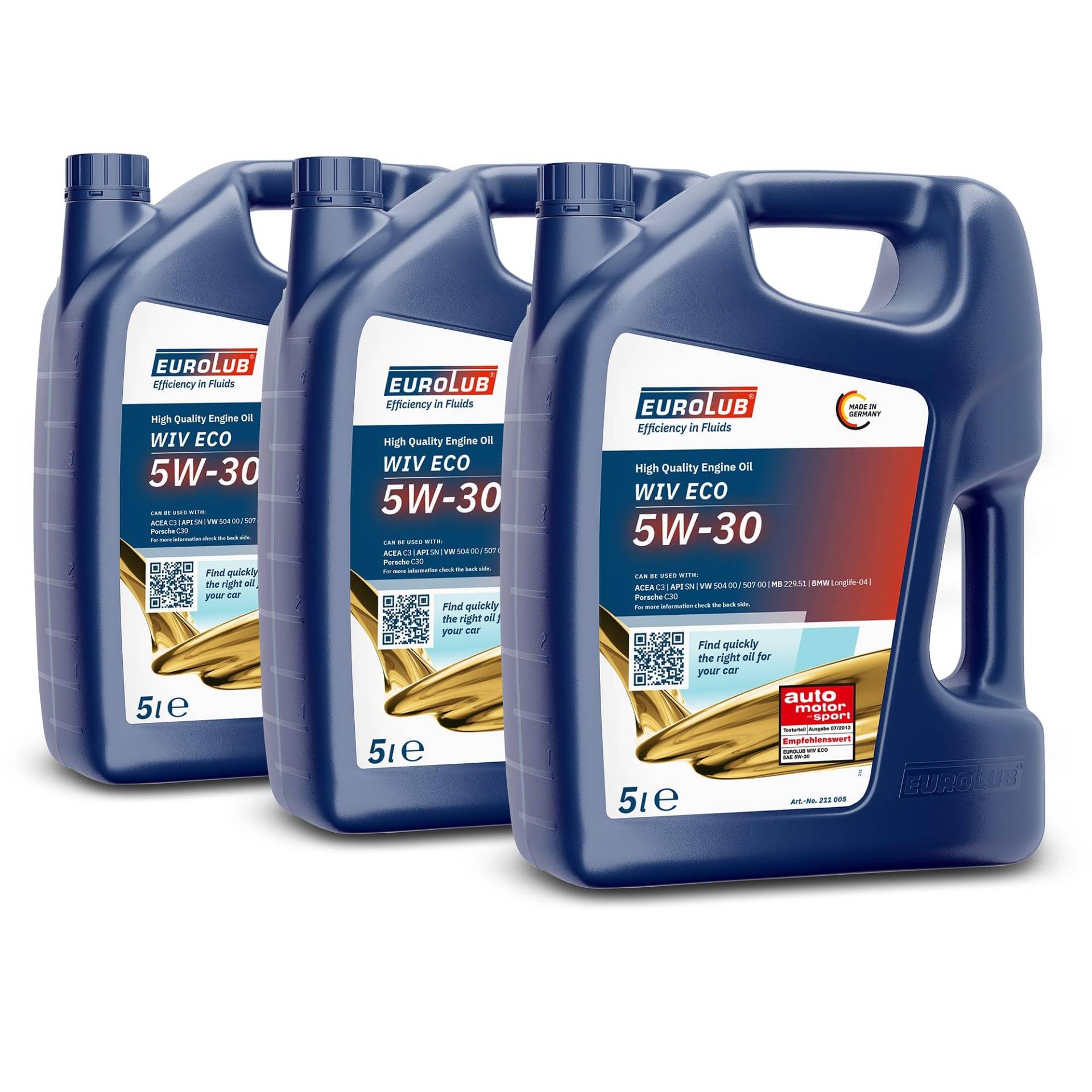 EUROLUB 3X Motoröl 5W-30 Wiv Eco Benzin Diesel Benzinmotor Dieselmotor Motor Motoren Öl Engine Oil 5L von EUROLUB