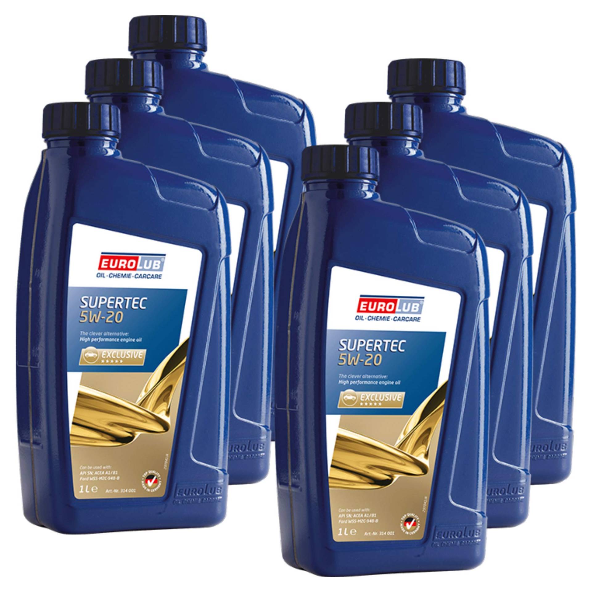 EUROLUB 6X Motoröl 5W-20 Supertec Leichtlauf Benzin Benzinmotor Motor Motoren Öl Engine Oil 1L von EUROLUB