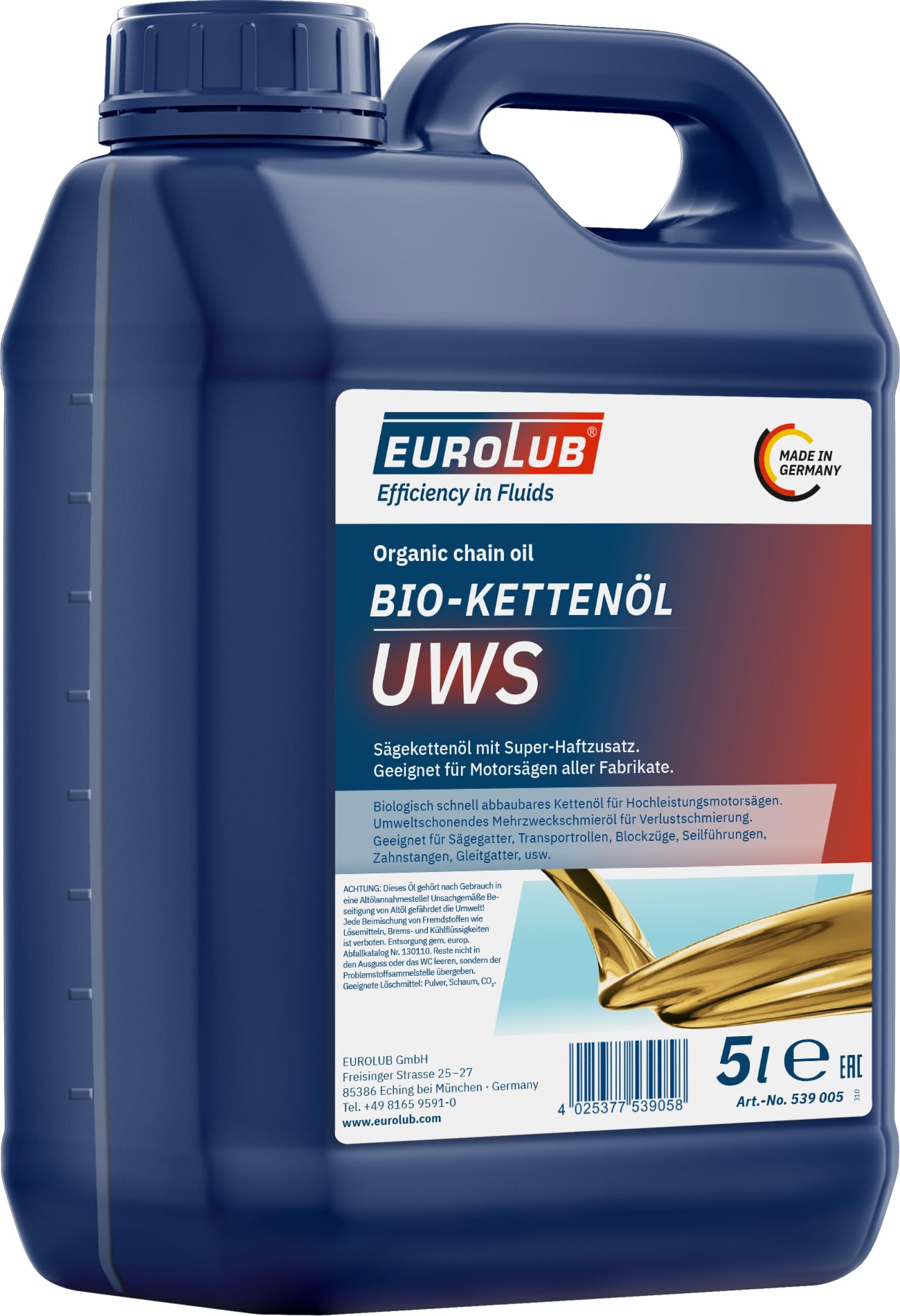 EUROLUB Bio-Kettenöl UWS, 5 Liter, gelblich EUROLUB Bio-Kettenöl UWS, 5 Liter, gelblich von EUROLUB