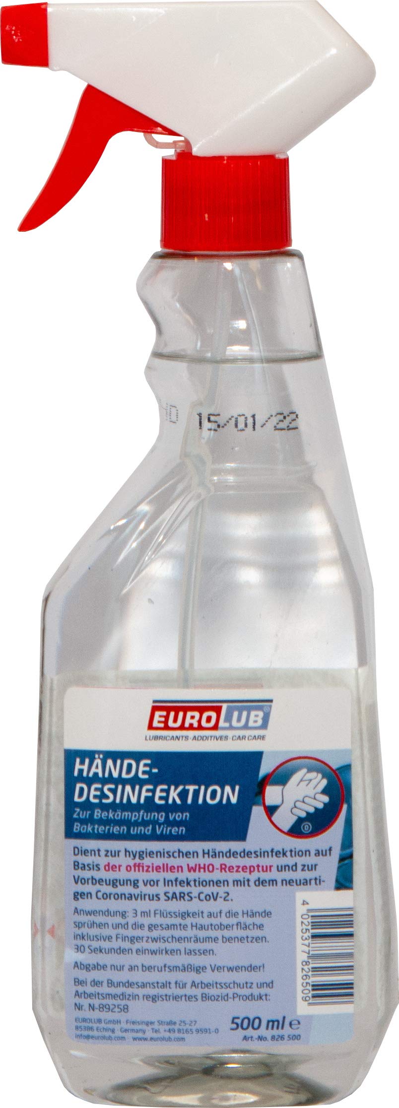 EUROLUB Händedesinfektion, 500 ml von EUROLUB