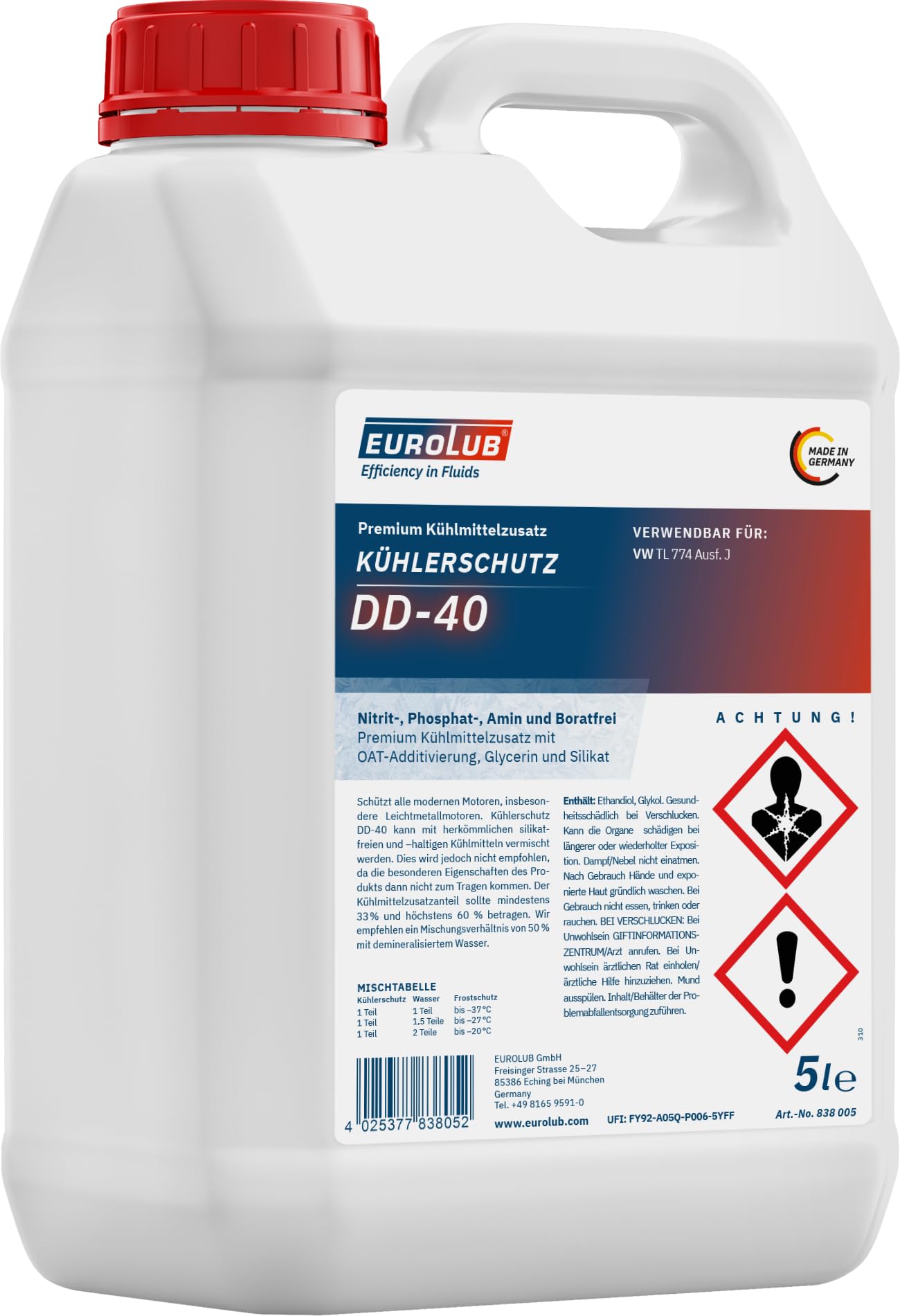 EUROLUB 838005 Kühlerschutz DD-40, 5 Liter EUROLUB 838005 Kühlerschutz DD-40, 5 Liter von EUROLUB