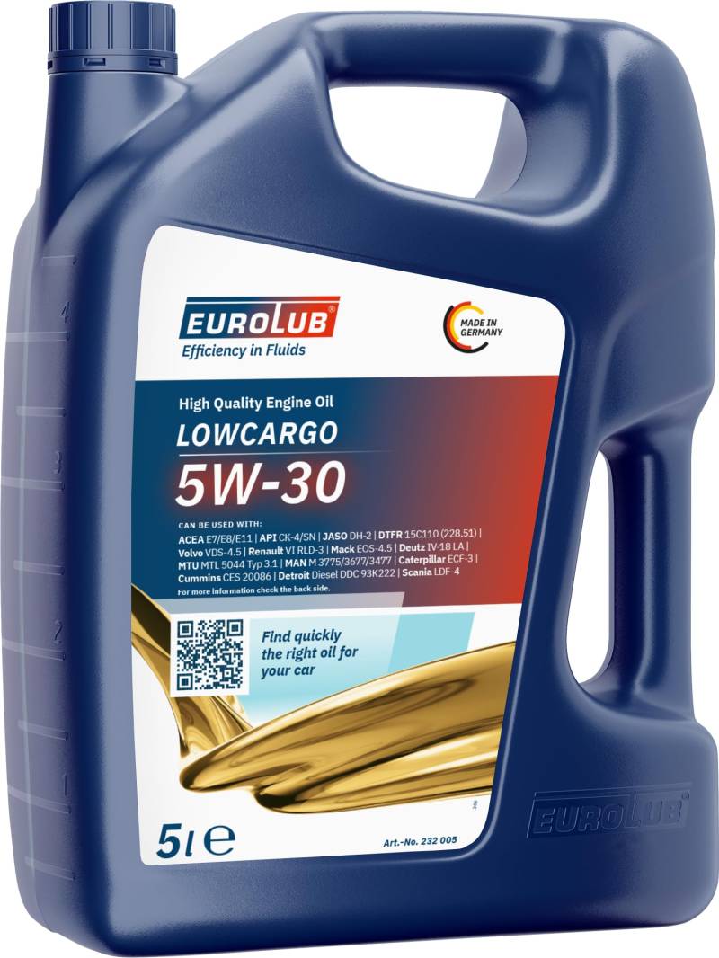 EUROLUB LOWCARGO SAE 5W-30 Motoröl, 5 Liter von EUROLUB