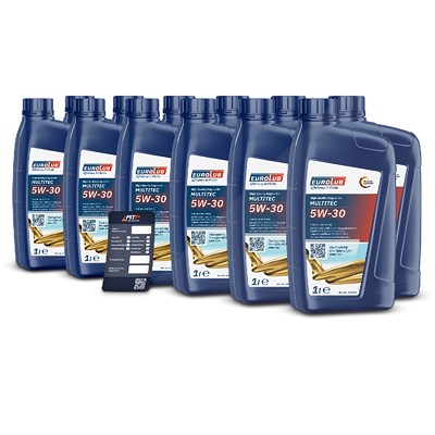 Eurolub 12x 1 L MULTITEC SAE 5W/30 + Ölwechsel-Anhänger von EUROLUB