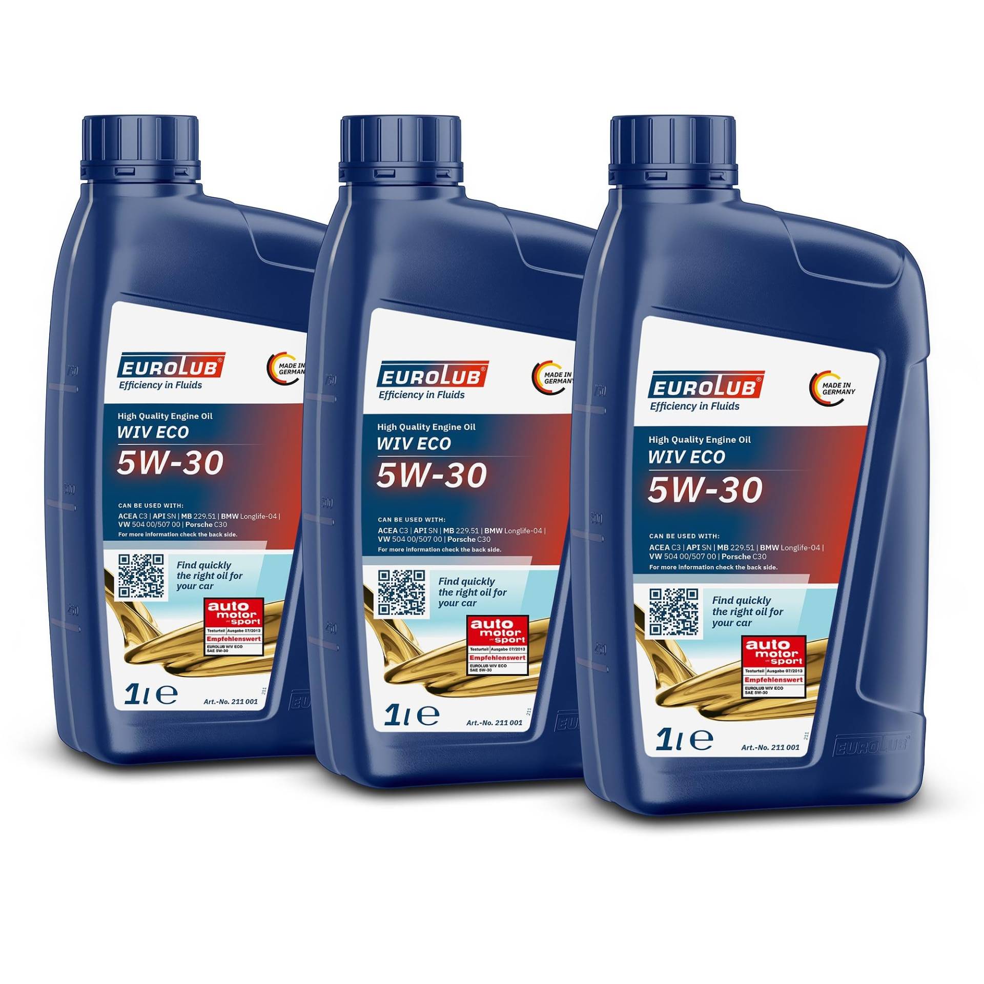 EUROLUB 3X Motoröl 5W-30 Wiv Eco Benzin Diesel Benzinmotor Dieselmotor Motor Motoren Öl Engine Oil 1L von EUROLUB