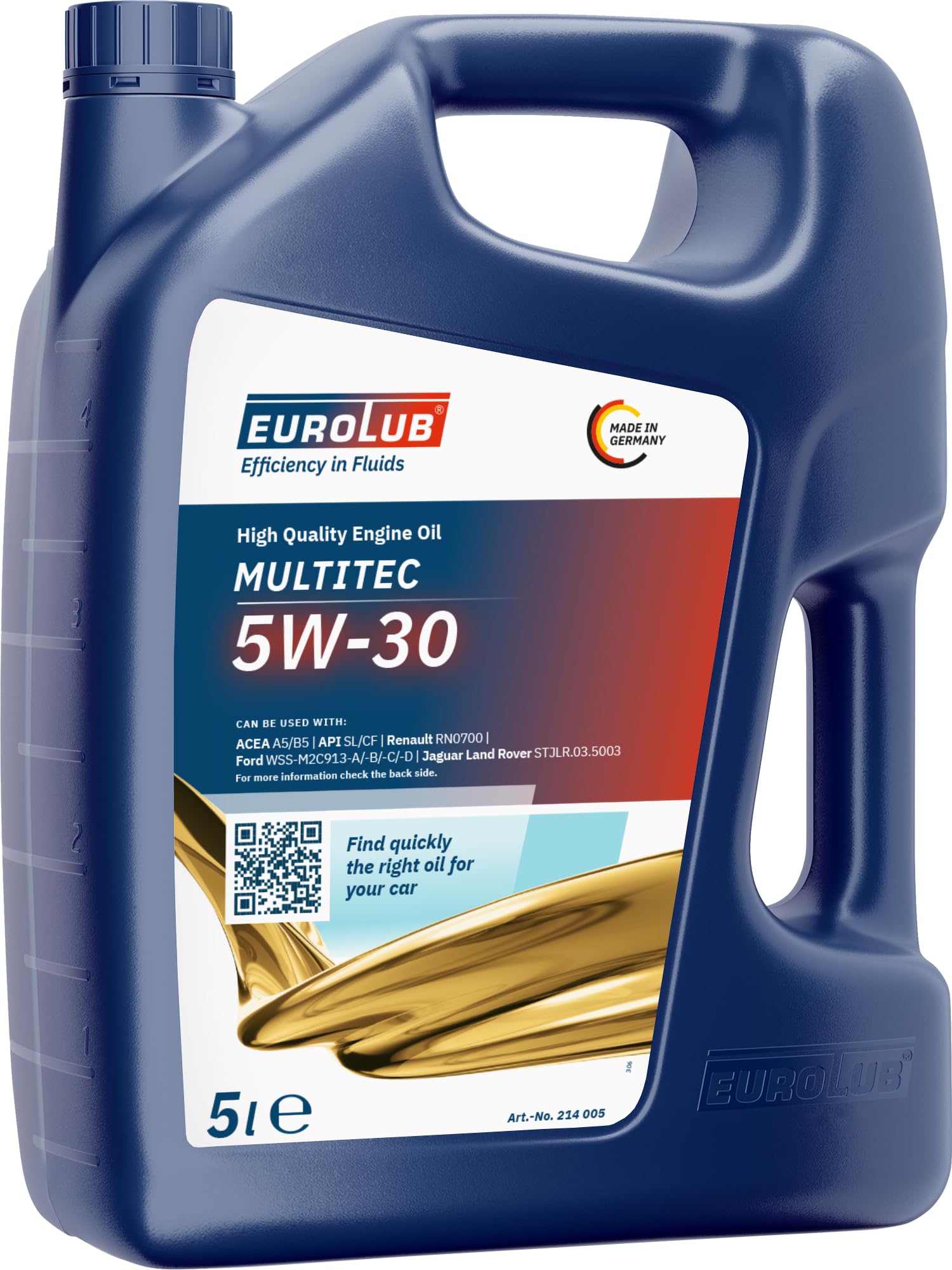 EUROLUB MULTITEC SAE 5W-30 Motoröl, Made in Germany, 5 Liter von EUROLUB