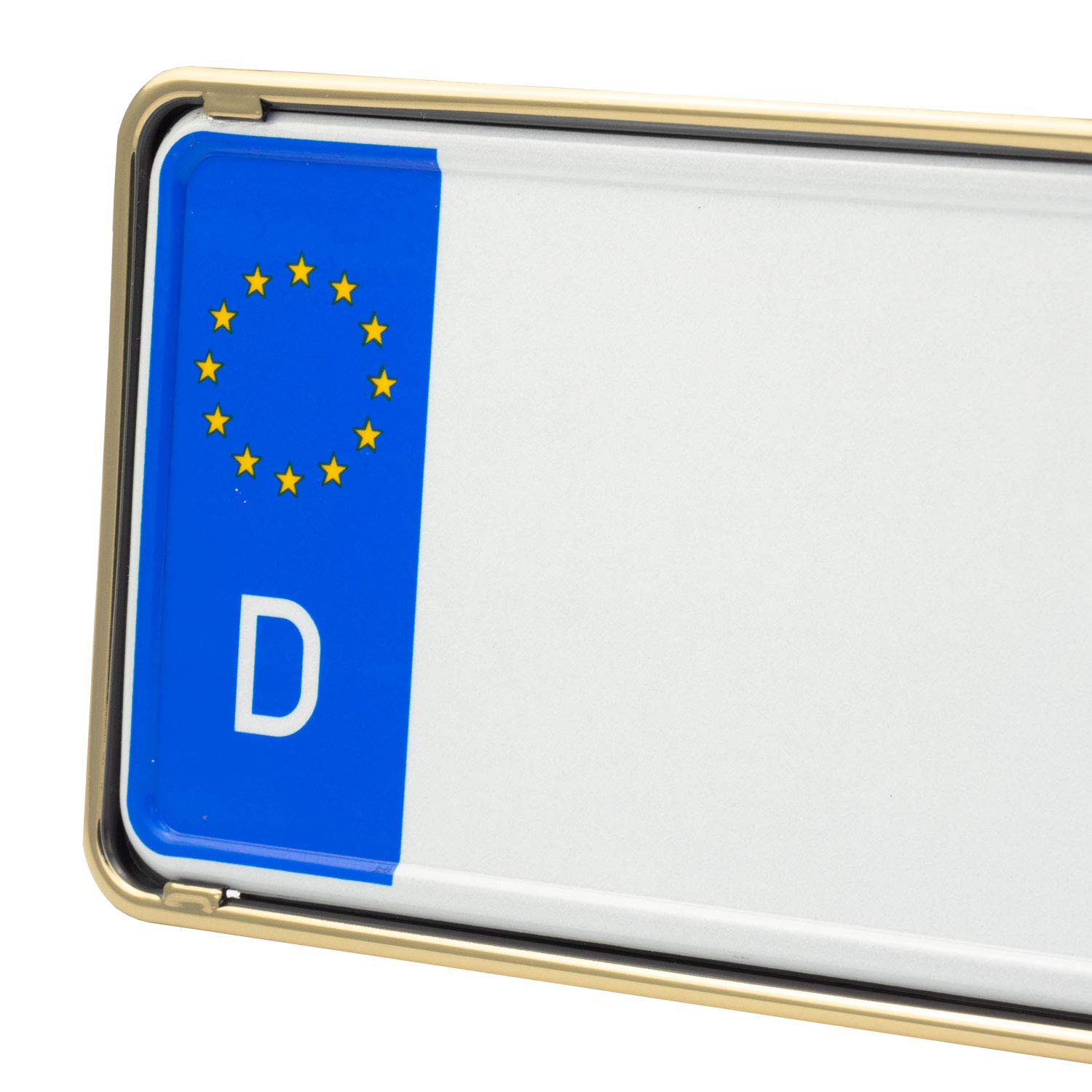 EUROSNAP Auto Kennzeichenhalter Gold 2er Set Inklusive Montageanleitung - für Deutschland - Dezenter KFZ Kennzeichenrahmen - PKW Nummernschildhalter von EUROSNAP
