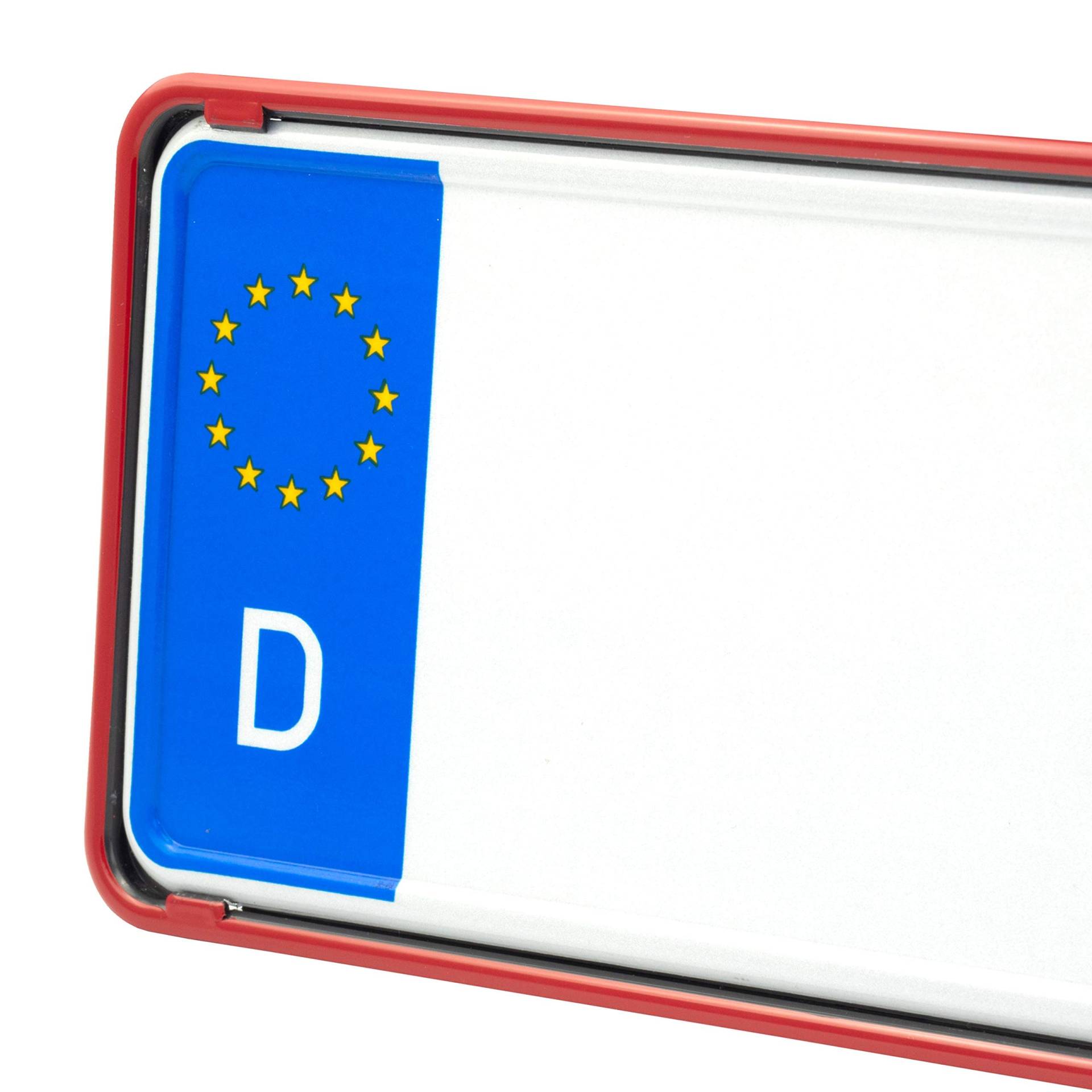 EUROSNAP Auto Kennzeichenhalter Rot 2er Set Inklusive Montageanleitung - für Österreich - Dezenter KFZ Kennzeichenrahmen - PKW Nummernschildhalter von EUROSNAP