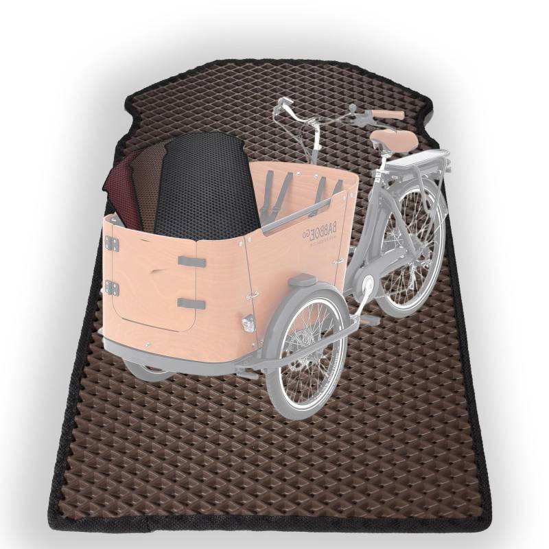 EVA Drive Premium Schutzmatte für Babboe Curve | Passgenaue Lastenrad Fußmatte aus Eva | Rutschfester Bodenmatte Teppich | Lastenrad Zubehör | Pflegeleicht & Umweltfreundlich Farbe Braun von EVA Drive