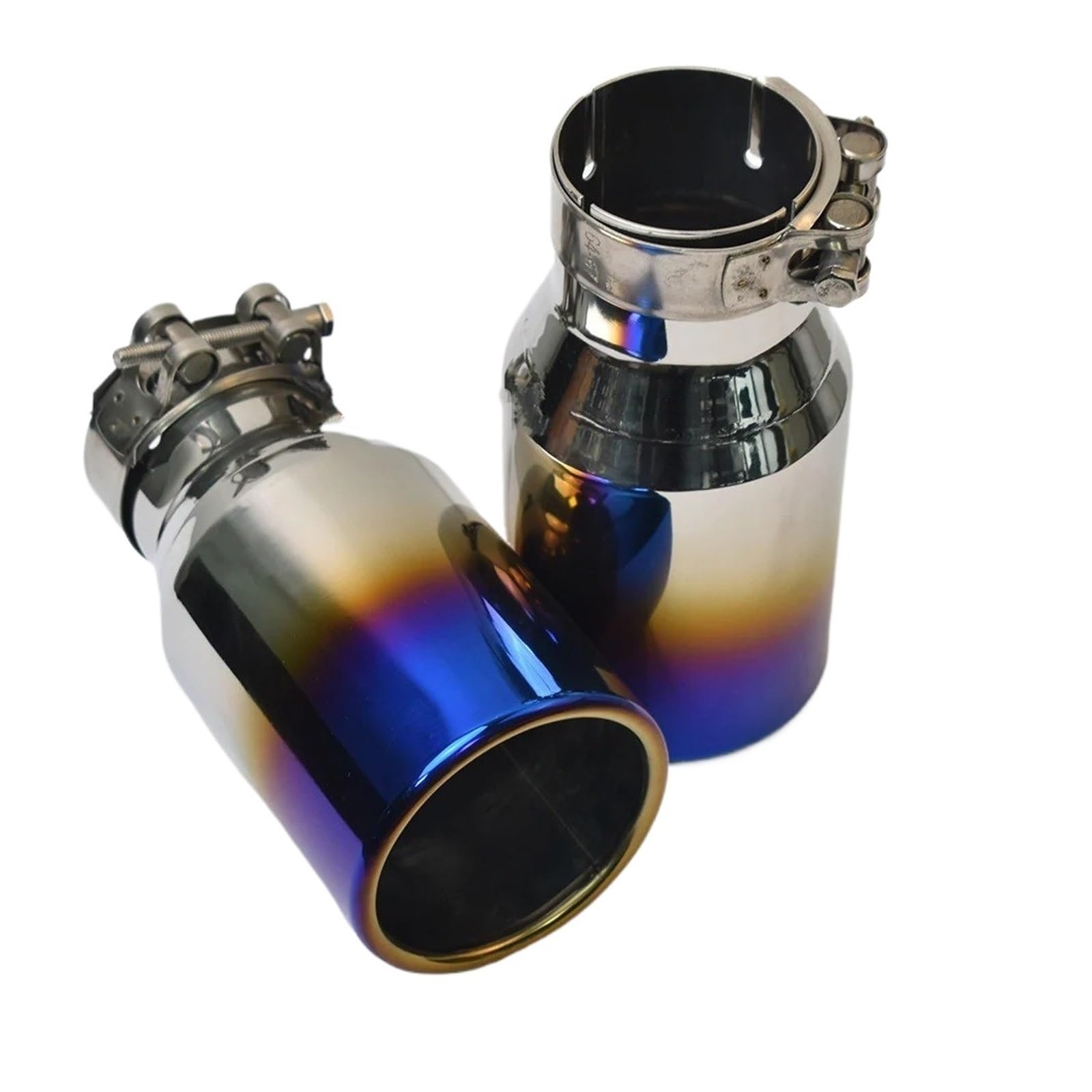 Auspuff Endrohr 1 PC Auto Gebrannte Blau Edelstahl Auspuff Endrohr Flache Lockige Kante Schalldämpfer Spitze Schalldämpfer Spitze(IN 67 Out 89 mm) von EVEKHAHHRB