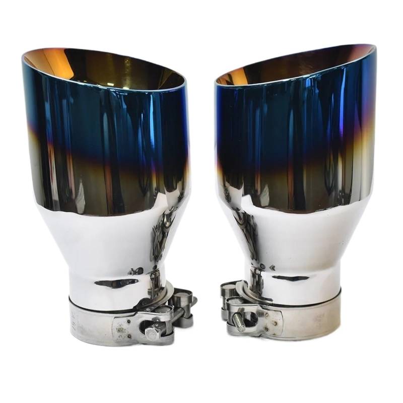 Auspuff Endrohr 1 PC Auto Schalldämpfer Spitze Gebrannte Blau Edelstahl Flansch Auspuff Endrohr Schalldämpfer Spitze(IN 60 Out 101 mm) von EVEKHAHHRB