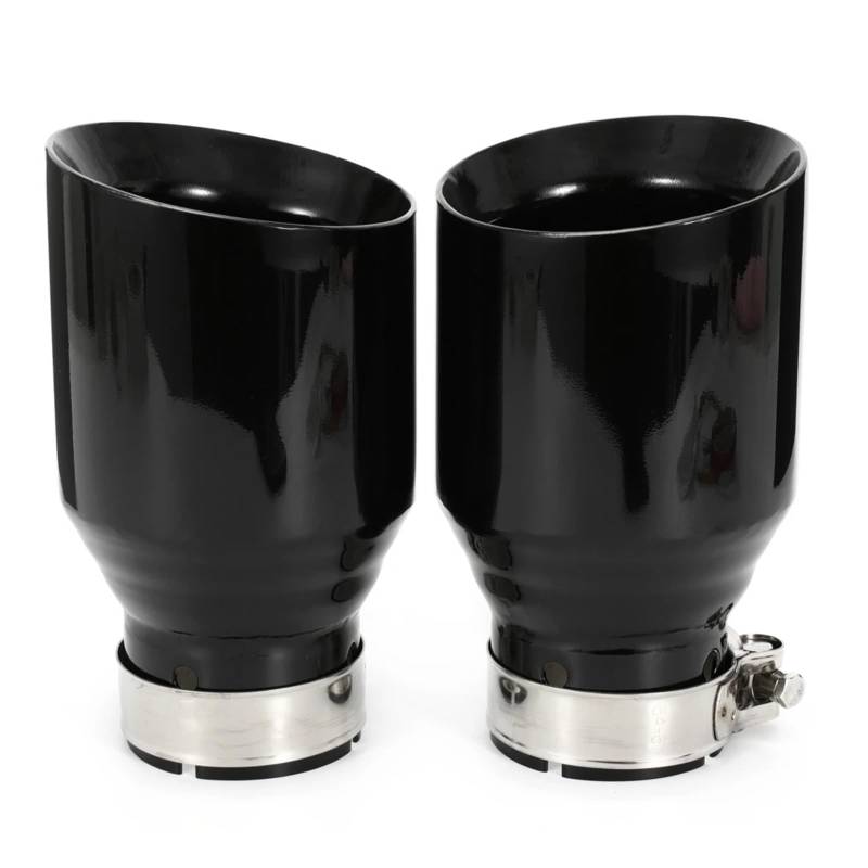 Auspuff Endrohr 1 PC Universal Auto Edelstahl Glänzend Schwarz Auspuffrohr Bevel Edeg Schalldämpfer Spitze Schalldämpfer Spitze(54MM IN 114MM Out) von EVEKHAHHRB