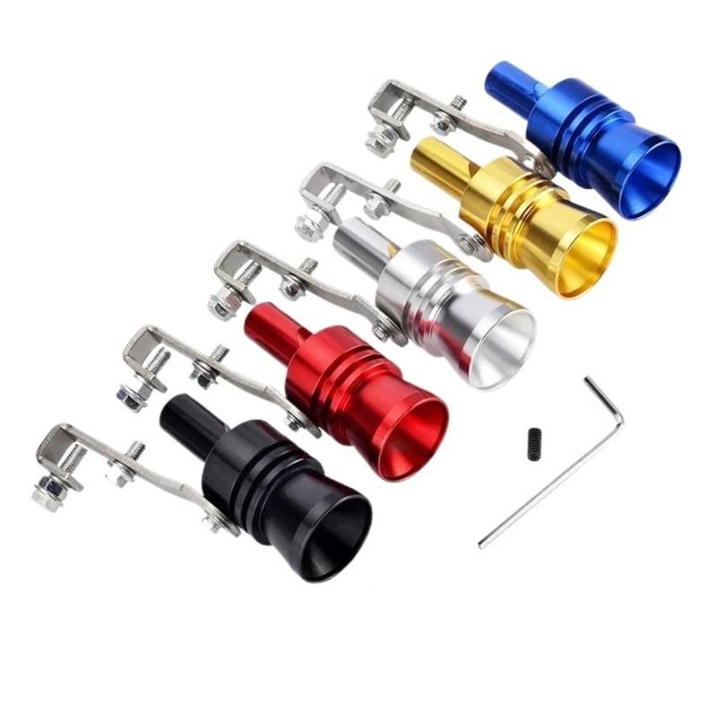 Auspuff Endrohr 1 Set Universal Auto Aluminium Turbo Sound-Auspuff Schalldämpfer Rohr Pfeife Blow Off Ventil Spitze Simulator Whistler Schalldämpfer Spitze(Blue-M) von EVEKHAHHRB