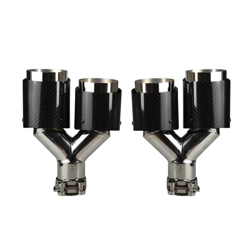 Auspuff Endrohr 1 Stück Universal Auto Carbon Fiber Endrohr Schalldämpfer Edelstahl Y-Form Doppel Auspuff Spitze Schalldämpfer Spitze(63.5mm-76mm-Left) von EVEKHAHHRB