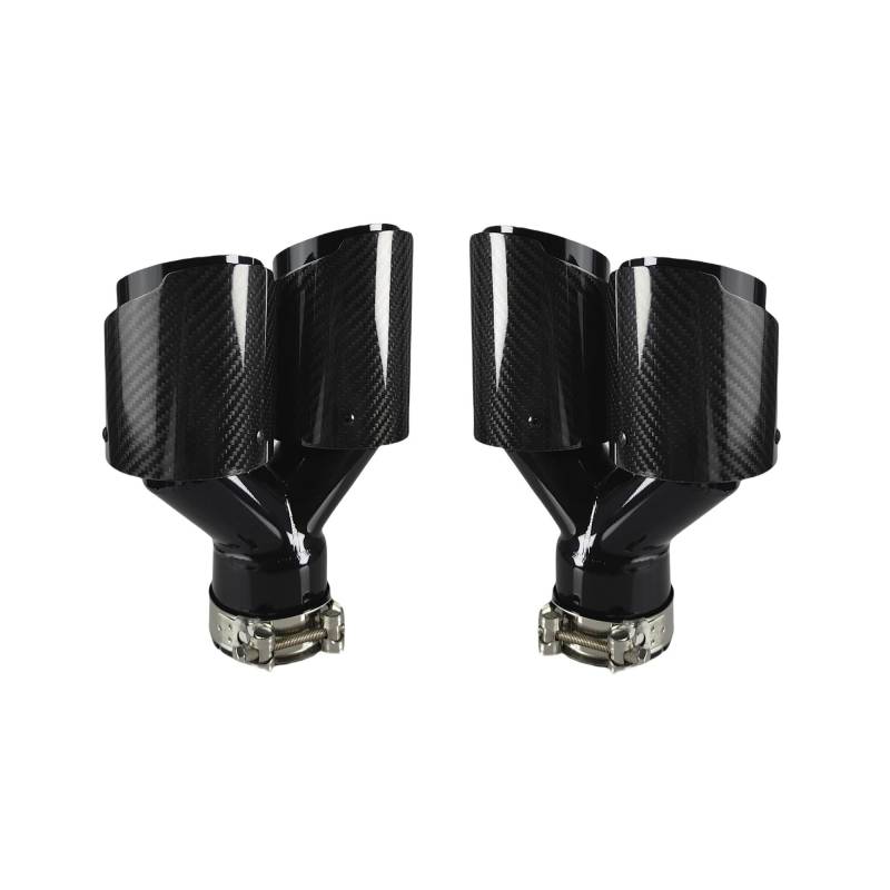 Auspuff Endrohr 1 Stück Universal Auto Carbon Fiber Endrohr Schalldämpfer Schwarz Y-Form Double Out Schalldämpfer Spitze Schalldämpfer Spitze(51mm-76mm-Left) von EVEKHAHHRB