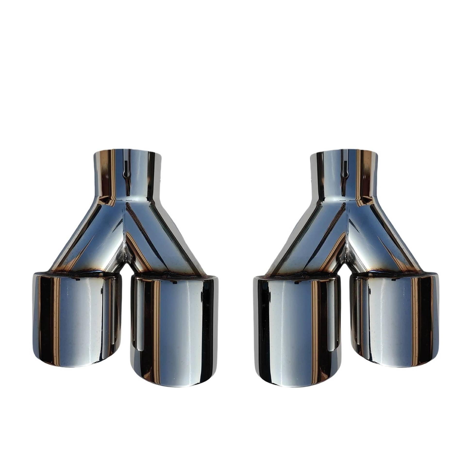 Auspuff Endrohr 1 Stück Universal Auto Y-förmige Doppel-Auspuff Schalldämpfer Spitze Edelstahl Schwanz Kehle Schalldämpfer Spitze(76.2mm-89mm-Left) von EVEKHAHHRB