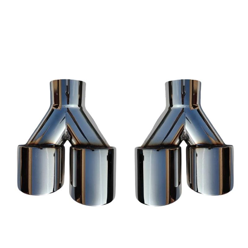 Auspuff Endrohr 1 Stück Universal Auto Y-förmige Doppel-Auspuff Schalldämpfer Spitze Edelstahl Schwanz Kehle Schalldämpfer Spitze(76.2mm-89mm-Left) von EVEKHAHHRB