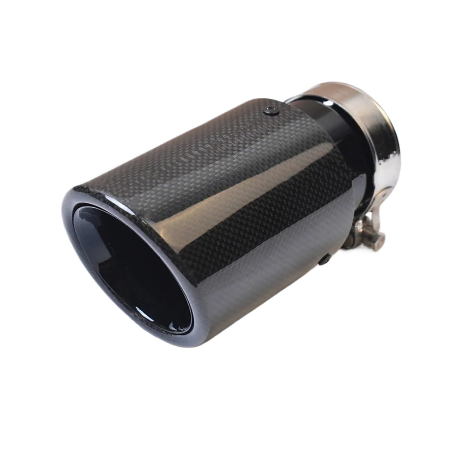 Auspuff Endrohr 1PC Auto Auspuff Endrohr Lockige Glänzend Carbon Faser Edelstahl Schwarz Auspuffrohr Schalldämpfer Spitze(60-101mm) von EVEKHAHHRB