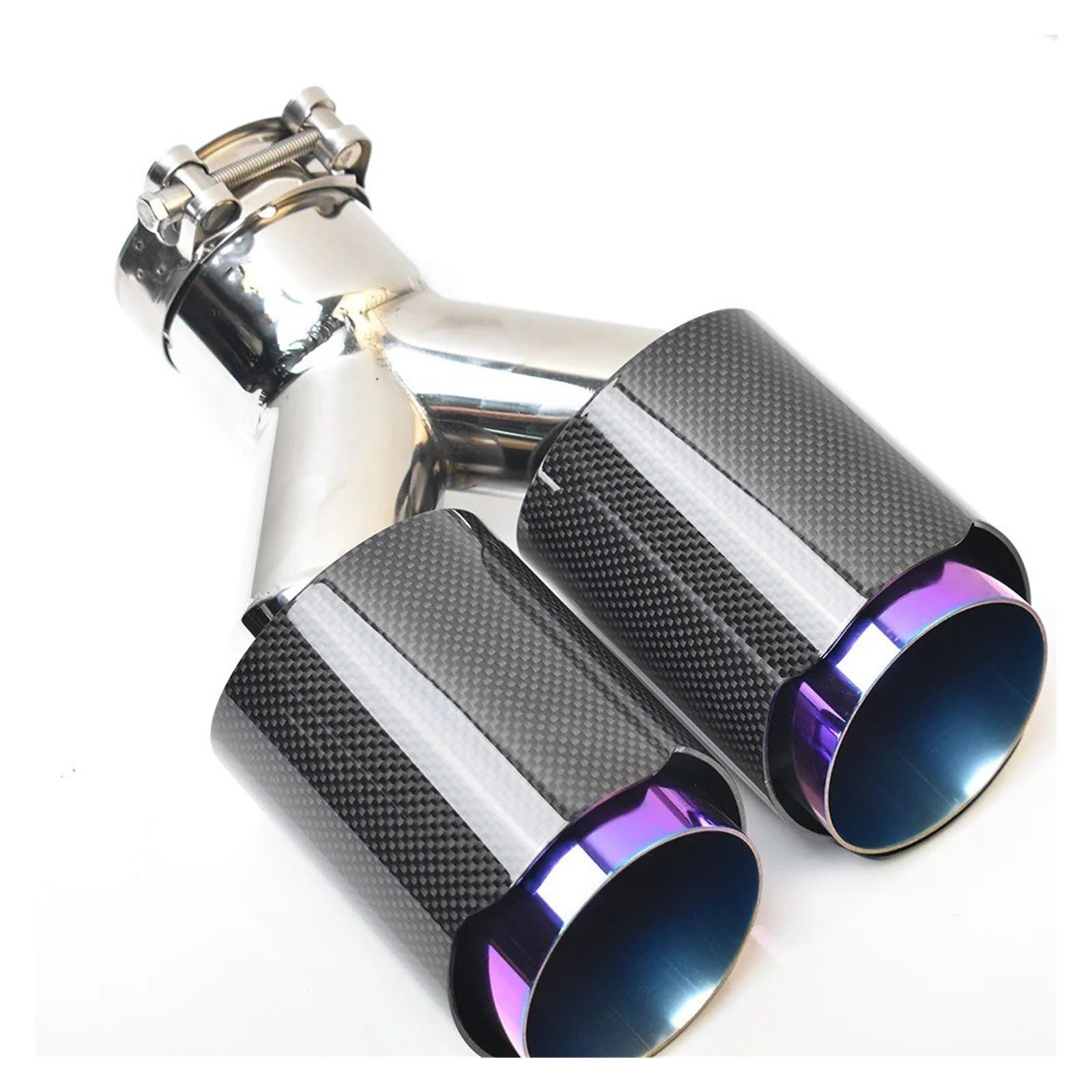 Auspuff Endrohr 1PC Auto Auspuffblende Glänzend Gerade Carbon Edelstahl Doppelspitze Schalldämpfer Rohr Ende Schwanz Lila Schalldämpfer Spitze(67-101mm) von EVEKHAHHRB