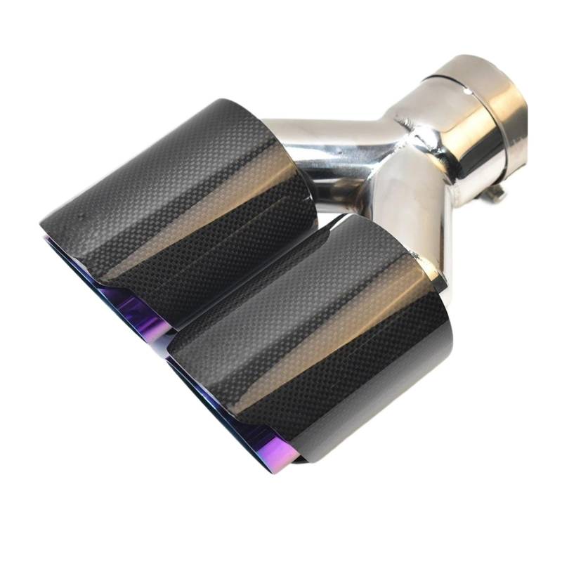 Auspuff Endrohr 1PC Glänzend Gerade Carbon Faser Edelstahl Dual Tip Schalldämpfer Rohr Ende Schwanz Auspuff Spitze Schalldämpfer Spitze(67-101mm) von EVEKHAHHRB
