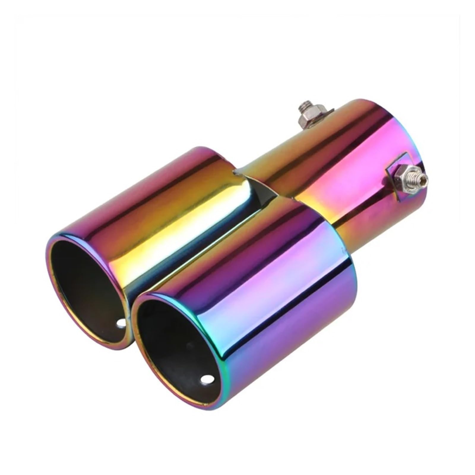 Auspuff Endrohr 1PCS Auto Auspuff Schalldämpfer Spitze Edelstahl Dual Rohr Hinten Schwanz Kehle 2.5" Einlass Schalldämpfer Spitze(Neonchrome Straight) von EVEKHAHHRB