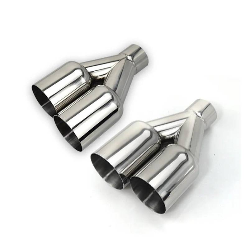 Auspuff Endrohr Auto Edelstahl Doppelauspuffblende Poliert Silber Schalldämpfer Endrohr Gerade Kante Schalldämpfer Spitze(Right inlet63mm) von EVEKHAHHRB
