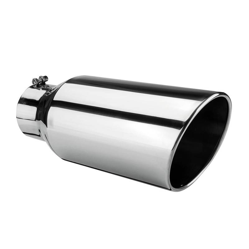 Auspuff Endrohr Universal Auto Auspuff Spitze Endrohr Gerade Auspuff Schwanz Kehle Rohr 4 Zoll Einlass 6 Zoll Outlet Schalldämpfer Spitze(Silver) von EVEKHAHHRB