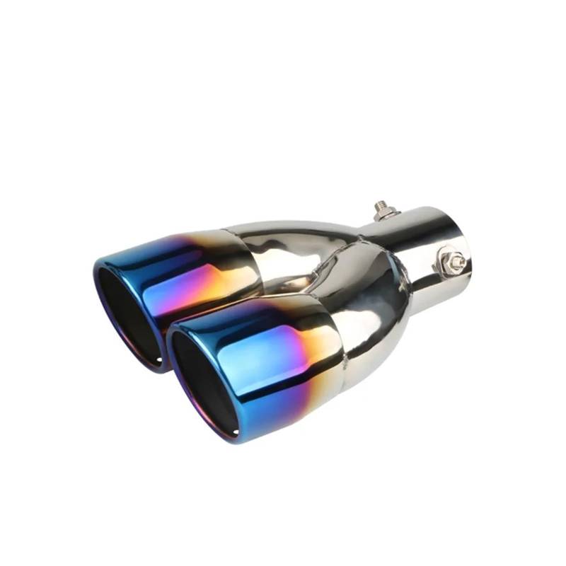 Auspuff Endrohr Universal Auto Auspuffrohr Doppel Outlet Schalldämpfer Spitze Edelstahl Hinten Schalldämpfer Spitze Schwanz Kehle Schalldämpfer Spitze(Burnt Blue Straight) von EVEKHAHHRB