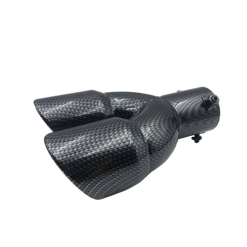 Auspuff Endrohr Universal Auto Auspuffrohr Doppel Outlet Schalldämpfer Spitze Edelstahl Hinten Schalldämpfer Spitze Schwanz Kehle Schalldämpfer Spitze(Carbon Straight) von EVEKHAHHRB