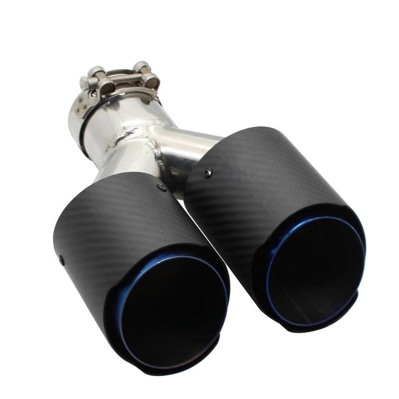 Auspuff Endrohr Universal Auto Carbon Fiber Edelstahl Matt Schalldämpfer Spitze Y Form Doppel Ausgang Auspuffrohr Schalldämpfer Düse Schalldämpfer Spitze(Left 51mm-101mm) von EVEKHAHHRB