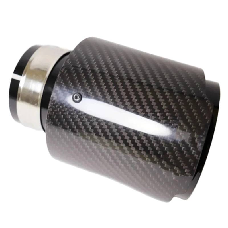 Auspuff Endrohr Universal Auto Glänzend Schwarz Carbon Faser Schalldämpfer Spitze Auspuffrohr Schalldämpfer Düse Gerade Edelstahl Schalldämpfer Spitze(60MM IN 114MM Out) von EVEKHAHHRB