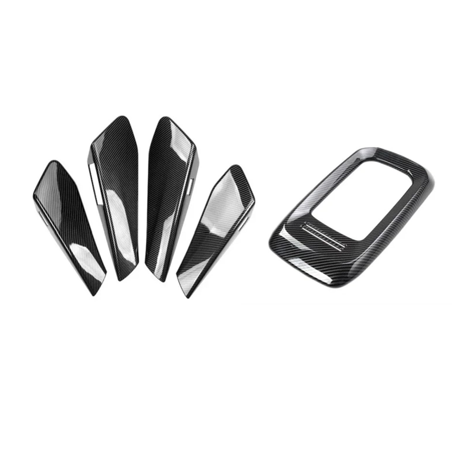Getriebe Panel Trim Für ID.4 2021 2022 2023 2024 Auto Türgriff Armlehne Mittelkonsole Getränkehalter Panel Cover Wrap Trim Mittelkonsole Frame(5pcs Bright) von EVEKHAHHRB