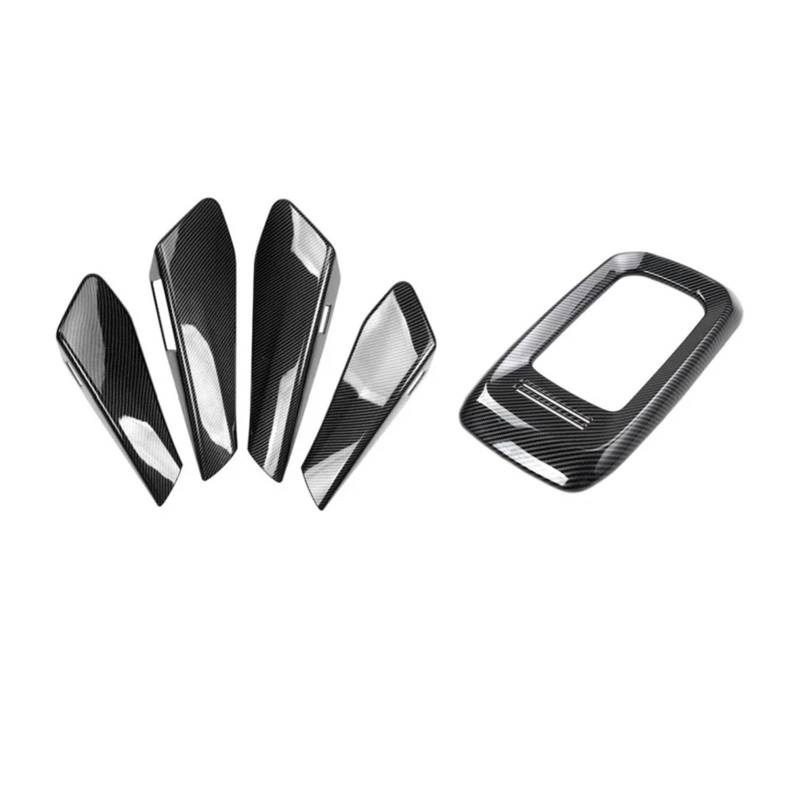 Getriebe Panel Trim Für ID.4 2021 2022 2023 2024 Auto Türgriff Armlehne Mittelkonsole Getränkehalter Panel Cover Wrap Trim Mittelkonsole Frame(5pcs Bright) von EVEKHAHHRB