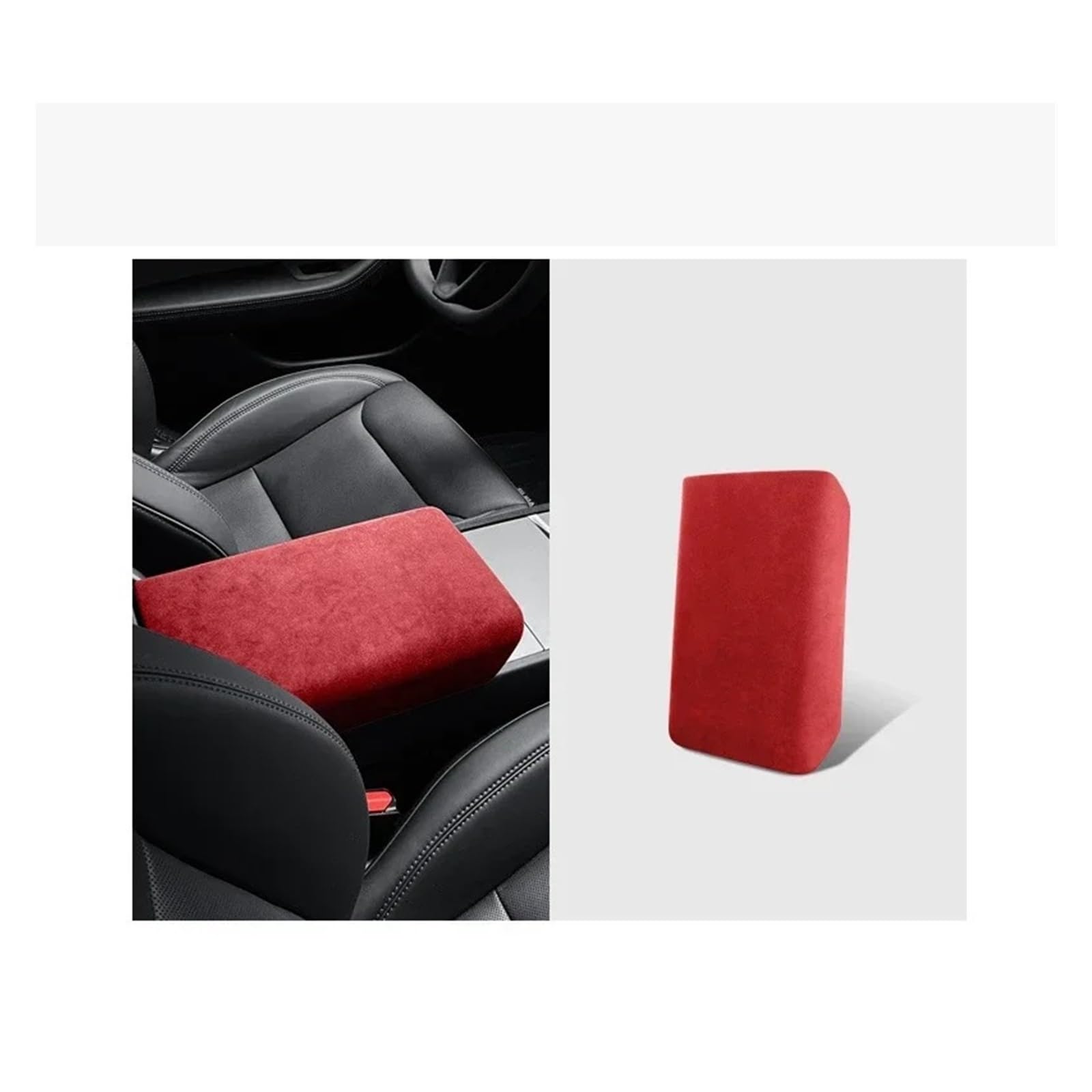 Getriebe Panel Trim Für Tesla Für Modell 3/3 Highland 2024 Center Control Armlehne Abdeckung Wildleder Auto Armlehne Panel Abdeckung Shell Dekoration Mittelkonsole Frame(Red) von EVEKHAHHRB