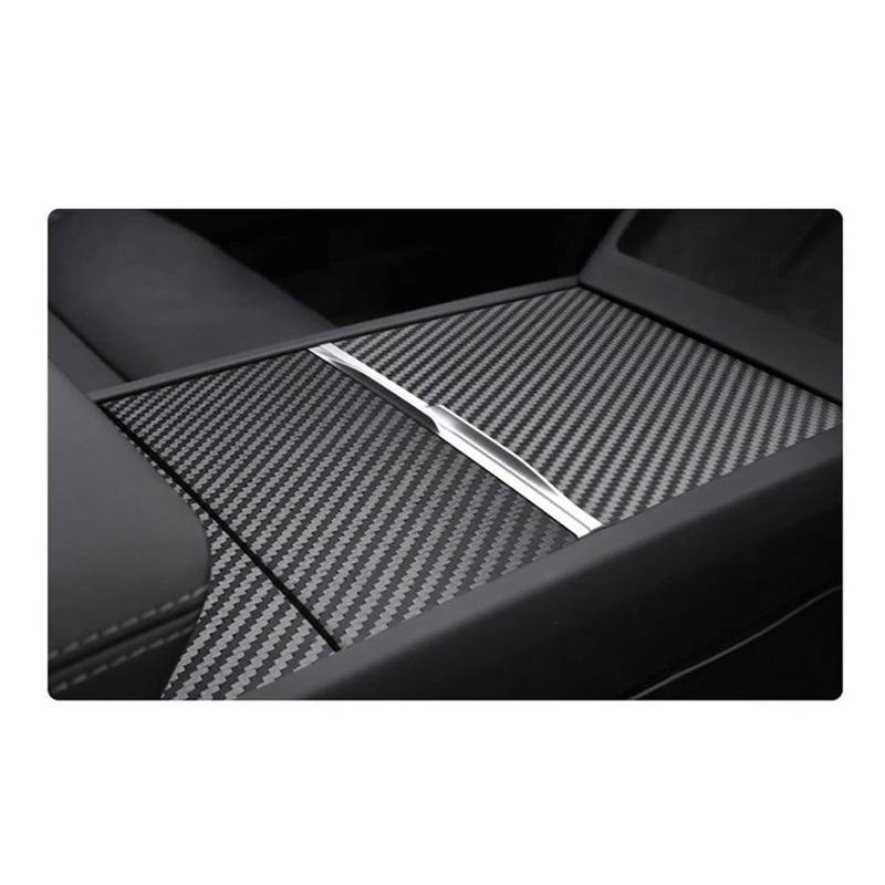 Getriebe Panel Trim Für Tesla Für Modell 3 Highland 2024 Auto Center Console Panel Aufkleber Wildleder Film Carbon Zentrale Steuerung Abdeckung Mittelkonsole Frame(Carbon Grain) von EVEKHAHHRB
