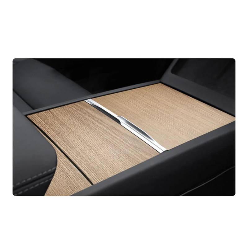 Getriebe Panel Trim Für Tesla Für Modell 3 Highland 2024 Auto Center Console Panel Aufkleber Wildleder Film Carbon Zentrale Steuerung Abdeckung Mittelkonsole Frame(Cross Grain) von EVEKHAHHRB