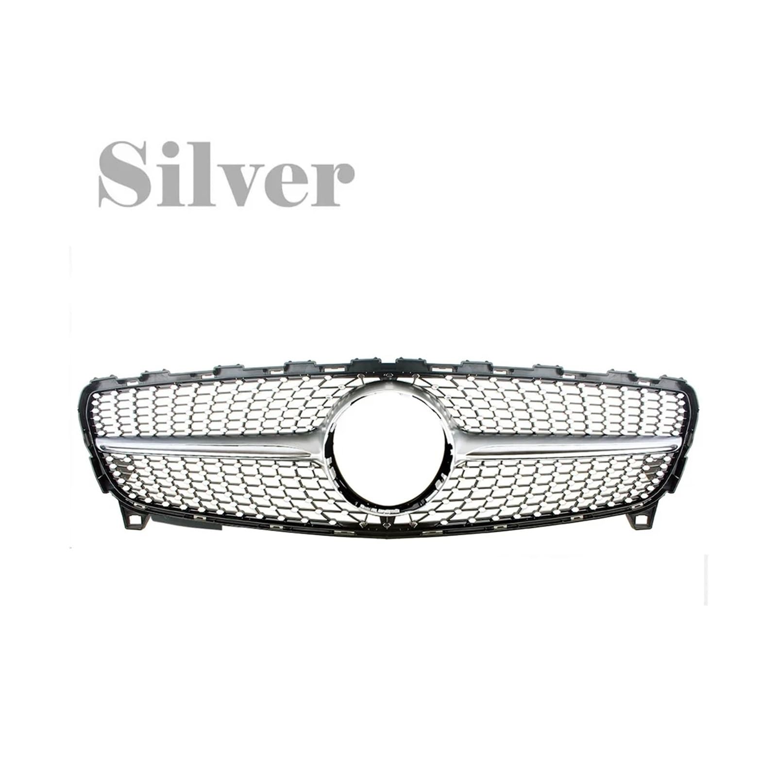 Haubengrill Für A-Klasse W176 2016 2017 2018 Auto-Stoßstangengrill Kühlergrill Vorne(Silver) von EVEKHAHHRB