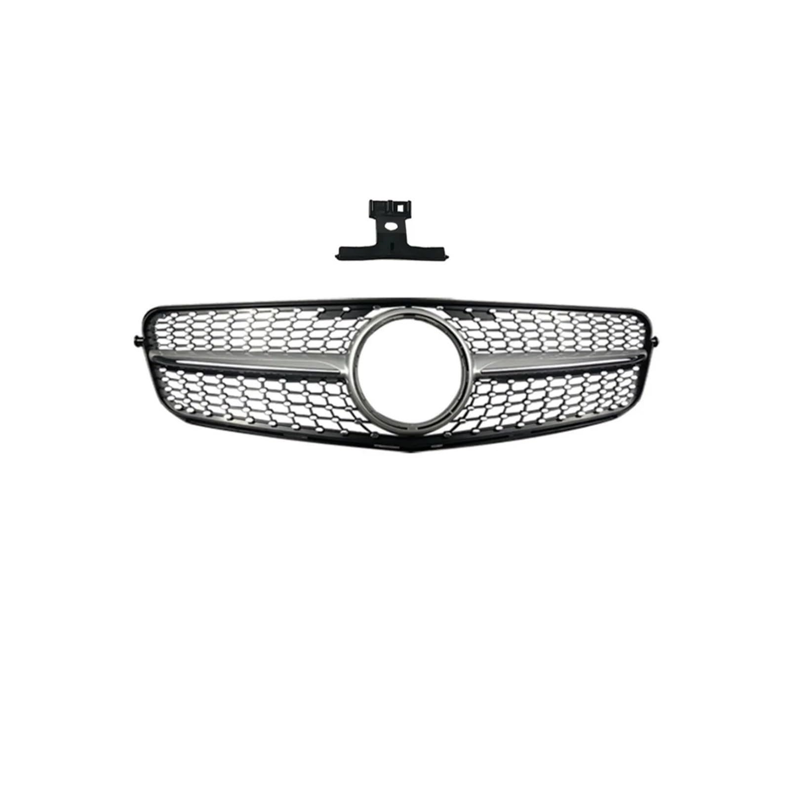Haubengrill Für C Für Klasse W204 2007-2014 Für AMG Für GT Diamond Style Auto Frontstoßstangengrill Haubengrill Kühlergrill Vorne(Diamond Silvery) von EVEKHAHHRB